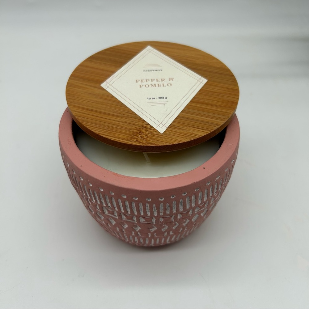 Paddywax Sonora Pink Pepper & Pomelo 3 wicker scented candle 10 oz with lid